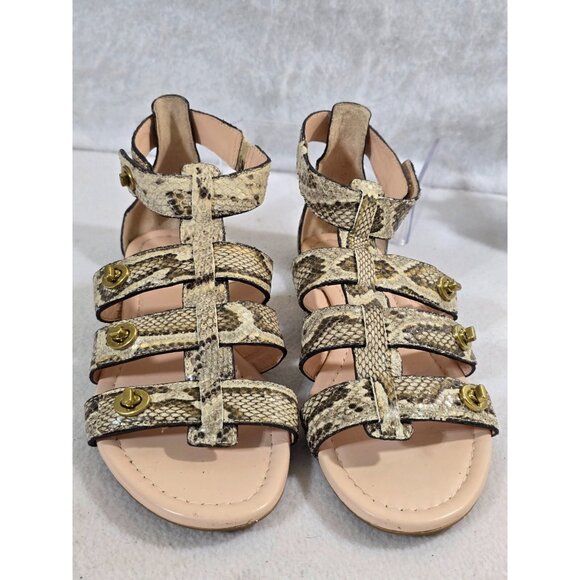 Coach Womens Beige Oleta Snakeskin Gladiator Sandals Turnlock Strappy Size 6.5B‎ - Picture 5 of 11